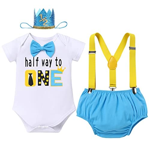 Baby Boy 1st Birthday Cake Smash Outfit 4pcs Set