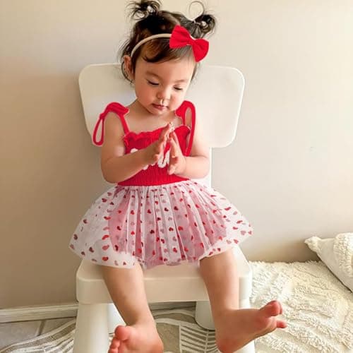 TITKKOP Baby Girl 1st Birthday Tulle Romper Sleeveless Bodysuit