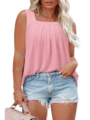 Flowy Square Neck Tank Tops for Women XL-5XL