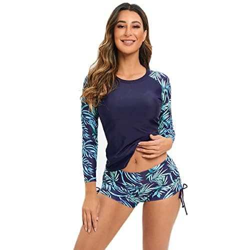 Women's Floral Print Rash Guard Swimwear Set