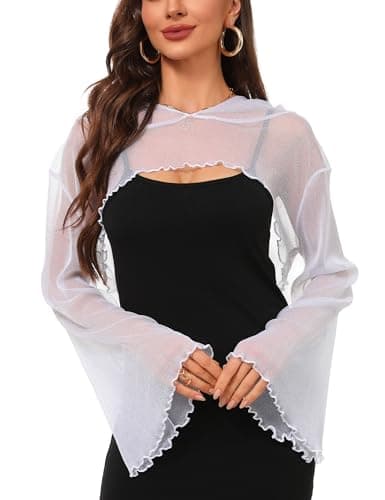Mesh Crop Top Hoodie for Women - Long Sleeve Shirt for Rave Festival Club Party