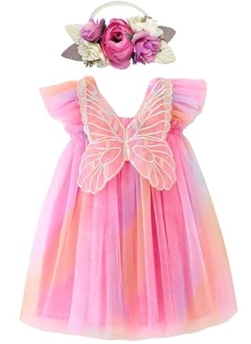 BGFKS Butterfly Wing Tutu Dress for Baby Girl,Toddler Princess with Headband