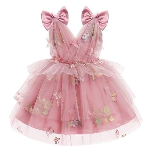 IMEKIS Toddler Girls Rainbow Tulle Butterfly Birthday Dress