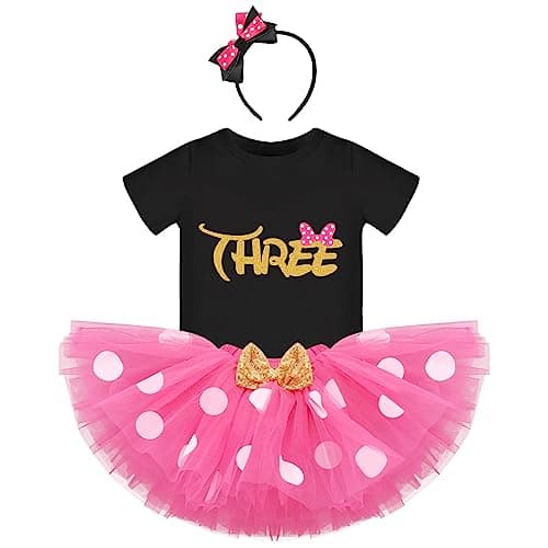 IBTOM CASTLE Polka Dots Romper Tutu Dress for Baby Girls Birthday Outfit