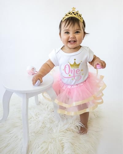 Luke and Lulu Girl's 1st Birthday Princess Crown Tutu Outfit