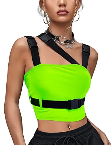 CYCLAMEN Women's Buckle Tube Crop Cami Tops