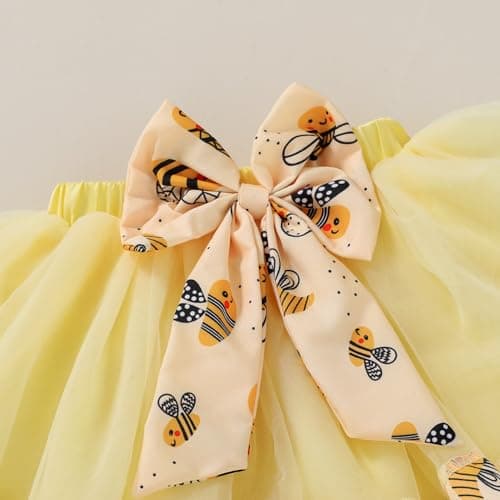 HAPPYMA Bee Sunflower Romper Tulle Tutu 1st Birthday Outfit