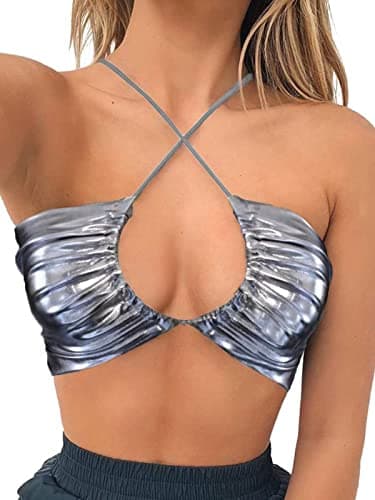 Square Neck Buckle Strap Cami Crop Tube Top