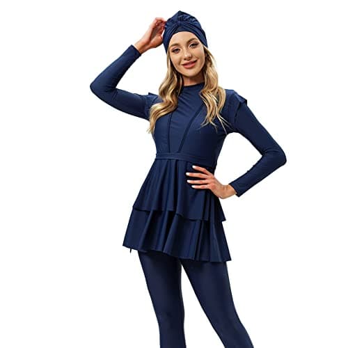 IMEKIS Modest Women's Burkini Swimwear with Ruffle Hijab Top