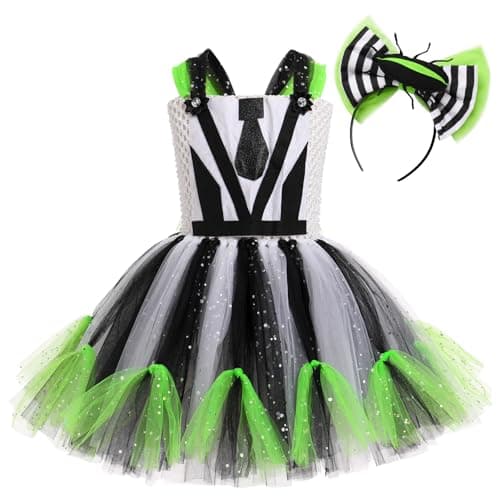 Black and White Striped Tulle Dress Set for Toddler Girls