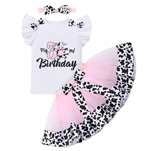 IMEKIS Baby Girl 1st Birthday Outfit with Romper and Tutu Skirt