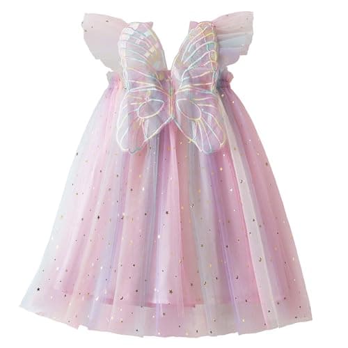 Nileafes Toddler Girl Fairy Butterfly Tulle Casual Birthday Dress