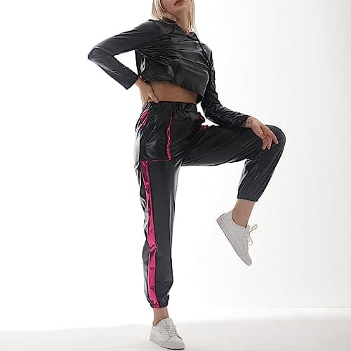 Shiny Metallic Hoodies for Women: Stretchy Holographic Sweatshirts