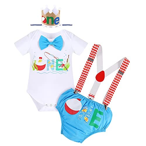 Birthday Outfit Set for Baby Boys: Romper, Shorts, Suspenders, Hat