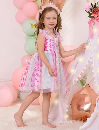 FYMNSI Toddler Girl Rainbow Floral Summer Tutu Dress