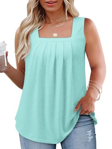Flowy Square Neck Tank Tops for Women XL-5XL