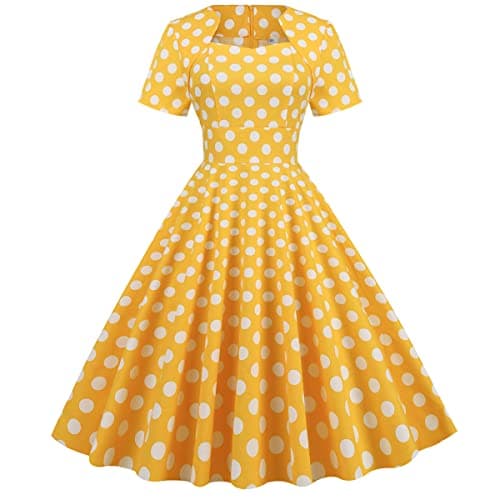 IMEKIS Womens 1950s Vintage Polka Dots Audrey Hepburn Dress