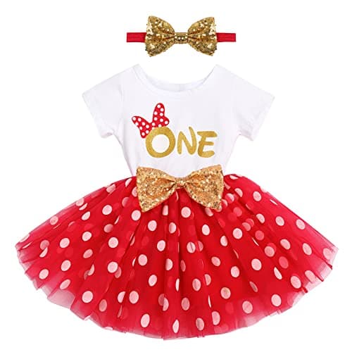 IMEKIS Baby Girls 1st & 2nd Birthday Outfit with Dress & Tutu Set