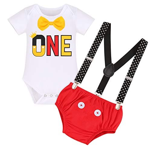 IBTOM CASTLE Baby Boys First Birthday Cake Smash Outfit Gentleman Tuxedo Clothes Set