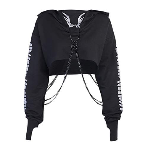 Gothic Punk Hoodies for Women in Crop Tops Style