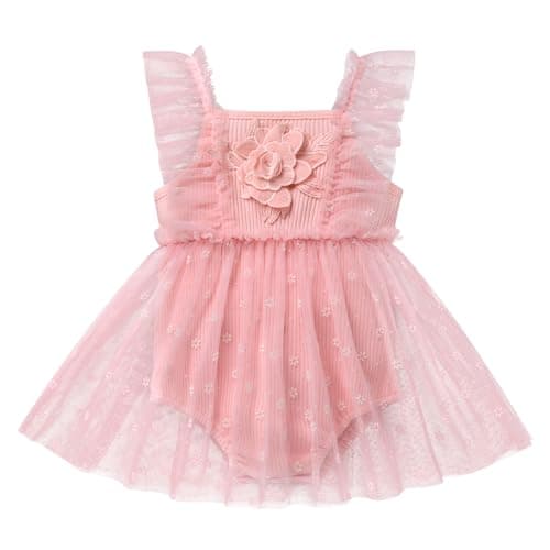 Newborn Baby Girl 1st Birthday Floral Romper Dress