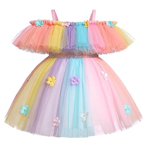 ODOLDI Toddler Butterfly Tulle Birthday Dress High Low
