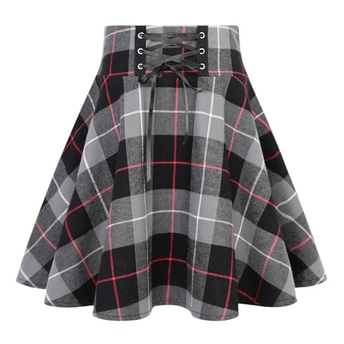 IDEALSANXUN Women's High Waist Gothic Plaid Mini Skirts