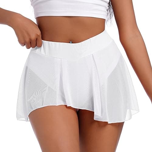 Sexy Flowy Sheer Tulle 2 in 1 Pole Dance Rave Bottoms Butterfly Booty Shorts