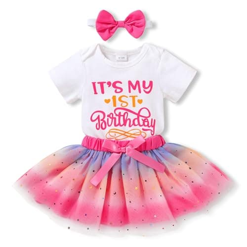 YOUNGER TREE Newborn Girls' 1st Birthday Shiny Sequin Tutu Dress