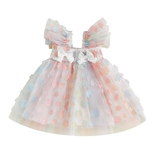 Ginevsal Toddler Butterfly Sleeveless Summer Dress Flowers Tulle
