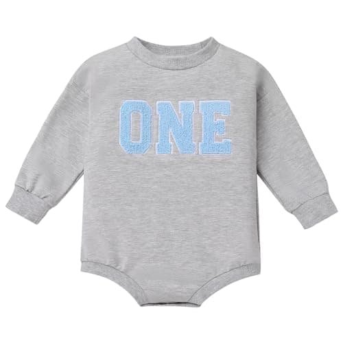 Baby Girls and Boys 1st Birthday Boho Romper and Sweatshirt Outfit for Fall/Winter Cake Smash Photo Shoot