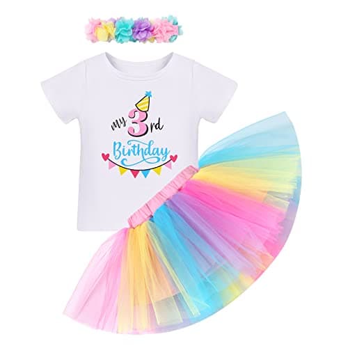 ODASDO Baby Girl 1st/2nd/3rd Birthday Party Cake Smash Tutu Set 3pcs