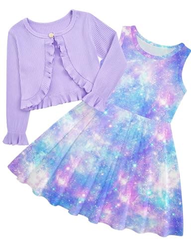 Goodstoworld Toddler Girl Fall Outfits: Sleeveless Dresses & Long Sleeve Cardigan 2-8T
