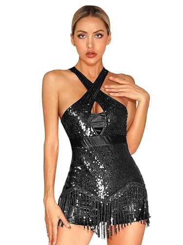 Glittery Sparkly Bodysuit for Women Dance Leotard