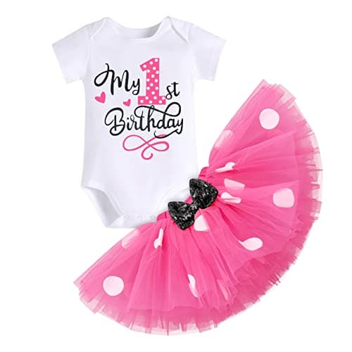 IBTOM CASTLE Polka Dots Romper Tutu Dress for Baby Girls Birthday Outfit