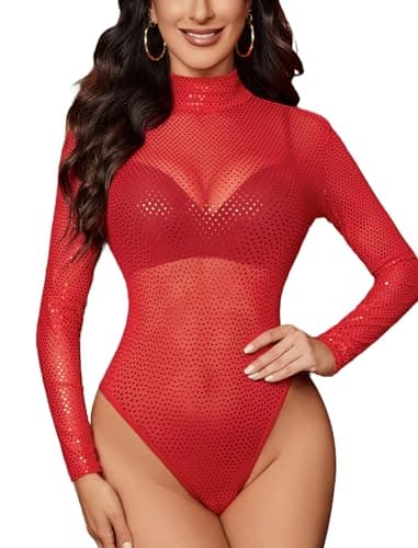 Long Sleeve Mesh Bodysuit for Women