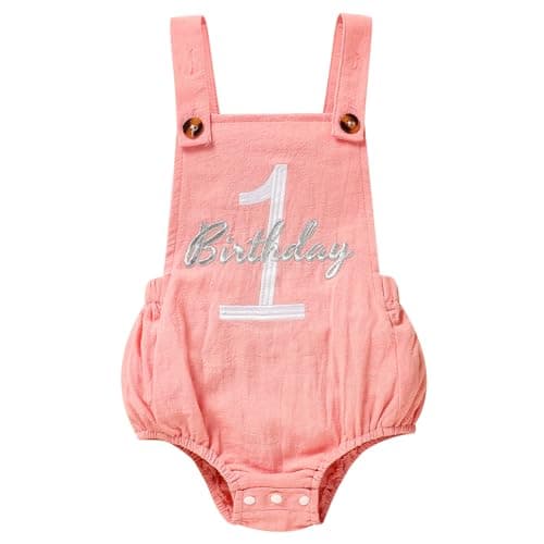 Solid Color 1st Birthday Romper for Baby Boys and Girls