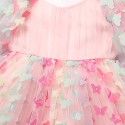IDOPIP Kids' Flower Girl Butterfly Tutu Dress for Birthday Party Communion