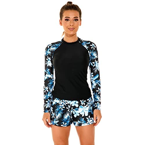 Women's Floral Print Rash Guard Swimwear Set