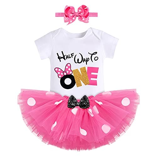 IMEKIS Baby Girls 1st Birthday Tutu Romper with Polka Dots & Mouse Ears Costume