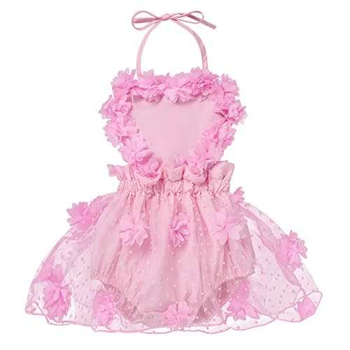 IMEKIS Baby Girls Boho Lace Romper Dress Newborn Outfits
