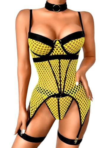 Rave Outfits Fishnet, Strappy Backless Lingerie
