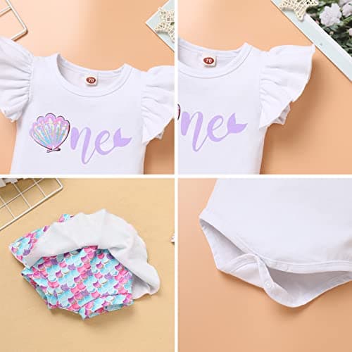 FYMNSI Baby Girls Sunflower Peach 1st Birthday Romper + Shorts + Headband for Cake Smash Photo Props
