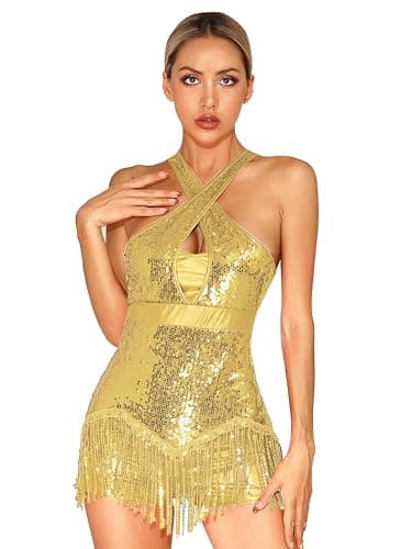 Glittery Sparkly Bodysuit for Women Dance Leotard