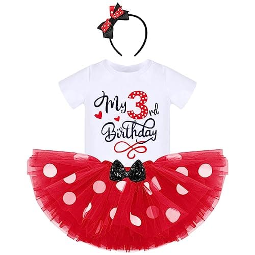 IBTOM CASTLE Polka Dots Romper Tutu Dress for Baby Girls Birthday Outfit