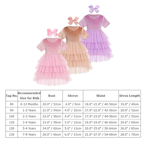 Toddler Girls' Velvet Christmas Dress for Parties & Holidays (Ages 1-8T)