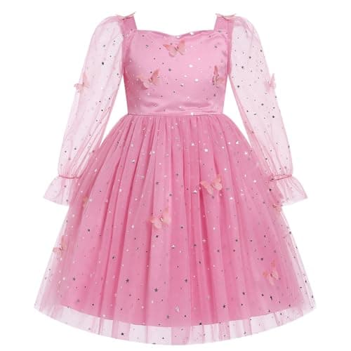 Girls Birthday Princess Dress with Sparkle Butterfly Stars