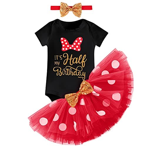 IMEKIS Baby Girls 1st Birthday Tutu Romper with Polka Dots & Mouse Ears Costume