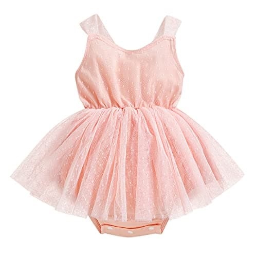 Newborn Baby Girl 1st Birthday Floral Lace Romper Dress for Cake Smash Photo Shoot