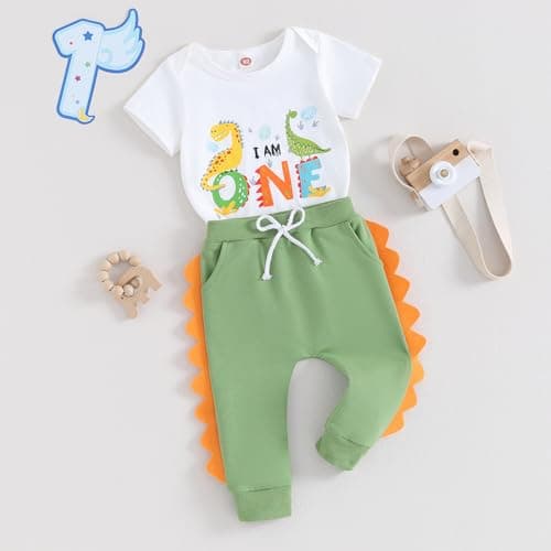 Dcohmch First Birthday Boy Dinosaur Outfit for One-Year-Old